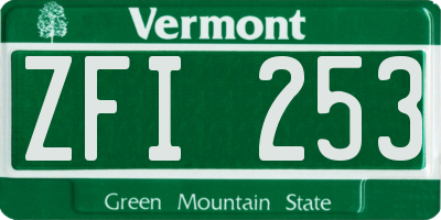 VT license plate ZFI253