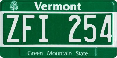VT license plate ZFI254
