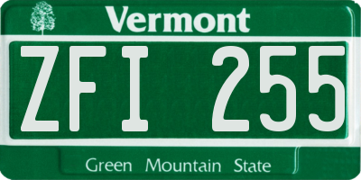 VT license plate ZFI255