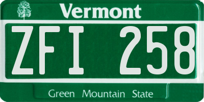 VT license plate ZFI258
