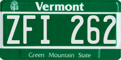 VT license plate ZFI262