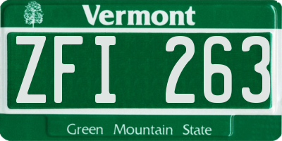 VT license plate ZFI263
