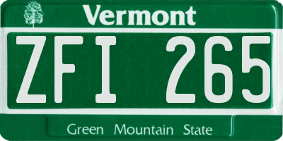 VT license plate ZFI265