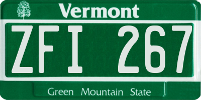 VT license plate ZFI267