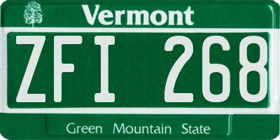 VT license plate ZFI268