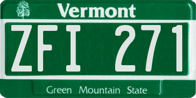 VT license plate ZFI271