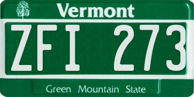 VT license plate ZFI273