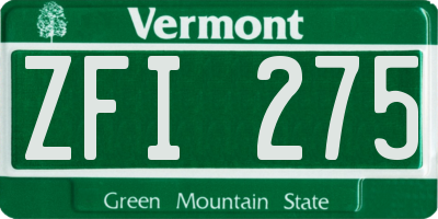 VT license plate ZFI275