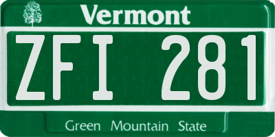 VT license plate ZFI281