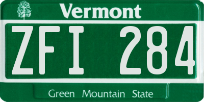 VT license plate ZFI284