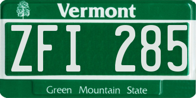 VT license plate ZFI285