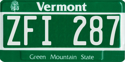 VT license plate ZFI287
