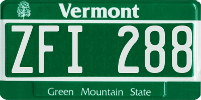 VT license plate ZFI288