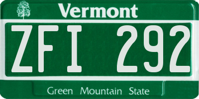 VT license plate ZFI292