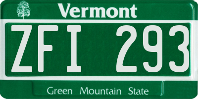VT license plate ZFI293