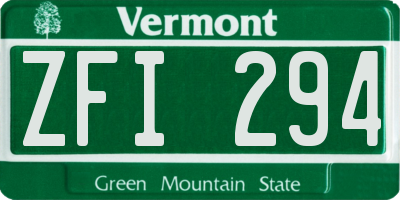 VT license plate ZFI294