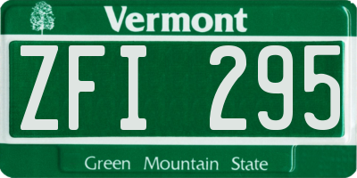 VT license plate ZFI295