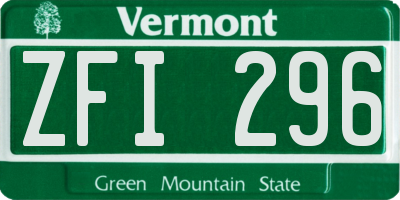 VT license plate ZFI296