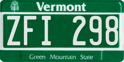 VT license plate ZFI298