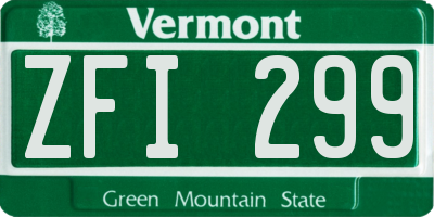 VT license plate ZFI299