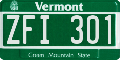 VT license plate ZFI301