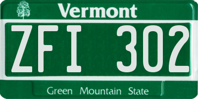 VT license plate ZFI302