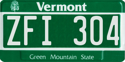 VT license plate ZFI304