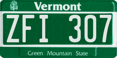 VT license plate ZFI307
