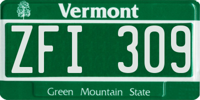 VT license plate ZFI309