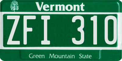 VT license plate ZFI310