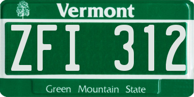 VT license plate ZFI312