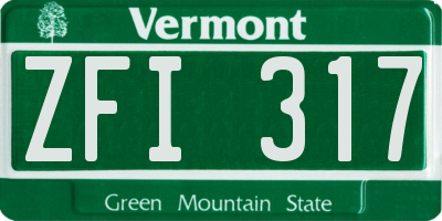 VT license plate ZFI317