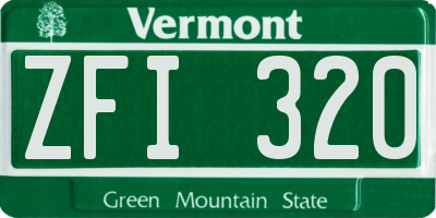 VT license plate ZFI320