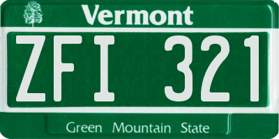 VT license plate ZFI321