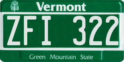 VT license plate ZFI322