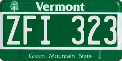 VT license plate ZFI323