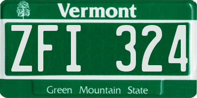 VT license plate ZFI324
