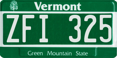 VT license plate ZFI325