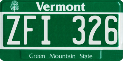 VT license plate ZFI326