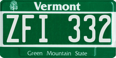 VT license plate ZFI332
