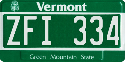 VT license plate ZFI334
