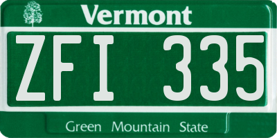 VT license plate ZFI335