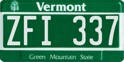VT license plate ZFI337