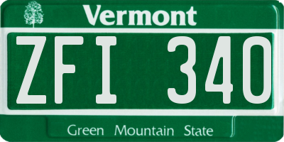 VT license plate ZFI340
