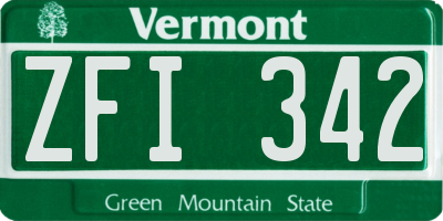 VT license plate ZFI342