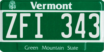 VT license plate ZFI343