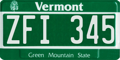 VT license plate ZFI345