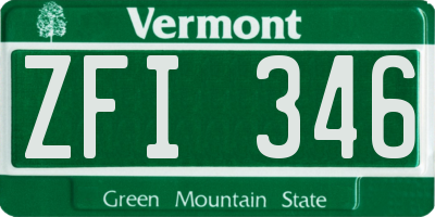 VT license plate ZFI346
