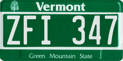 VT license plate ZFI347