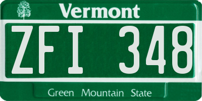 VT license plate ZFI348